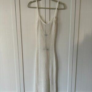 Beginning Boutique White Crochet Maxi Dress Cover Up